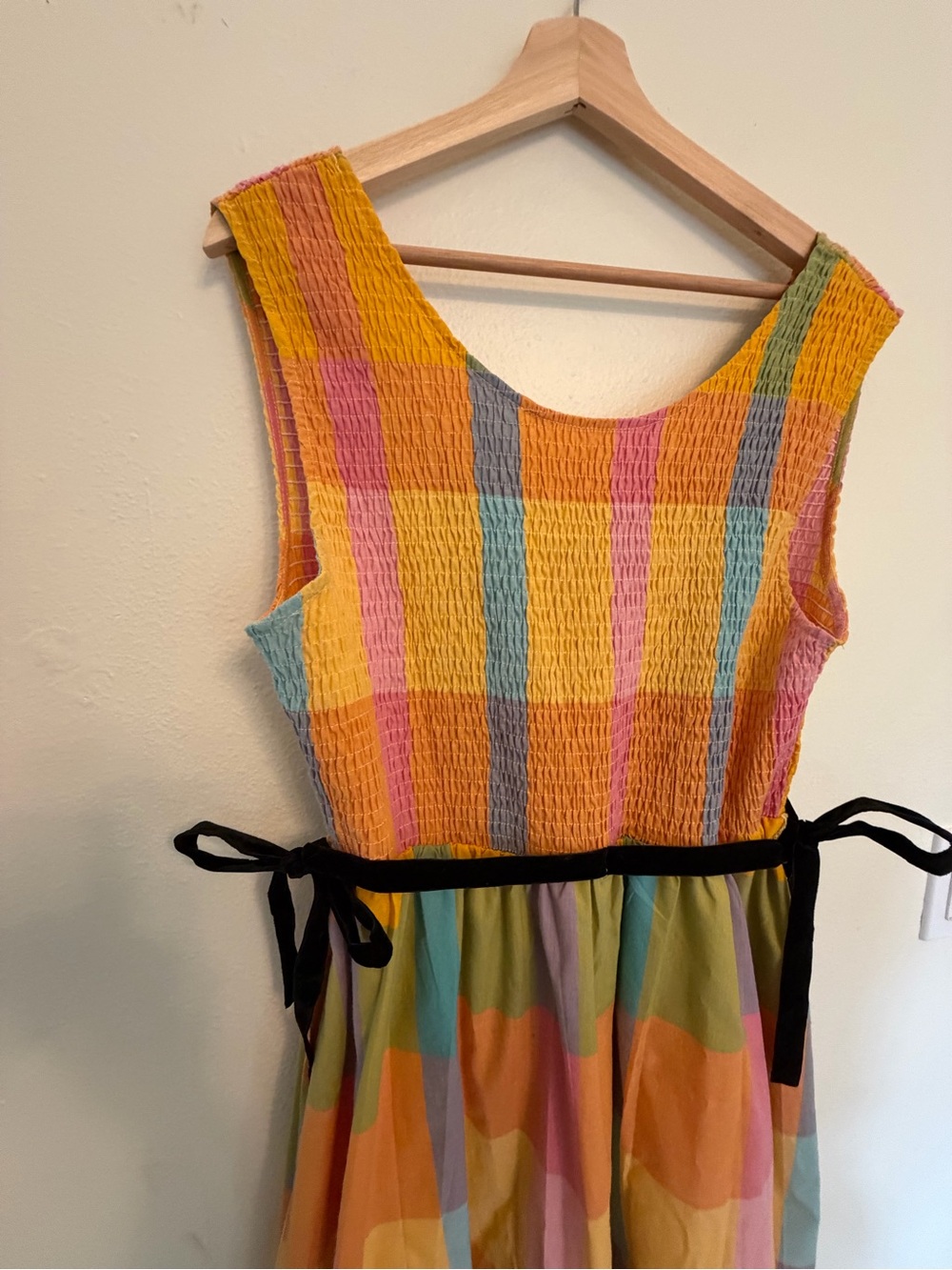 Colorblock Plaid Sleeveless Midi Dress with Black Tie ace + jig like - Picture 2 of 7